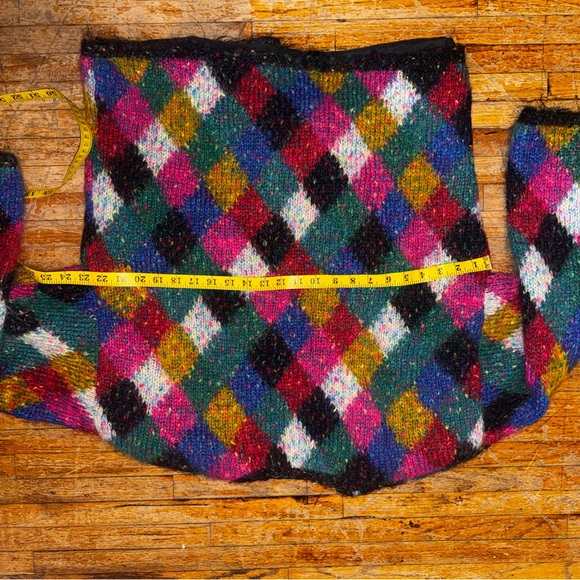 Vintage Jane's Closet Fuzzy Diamond Wool Blend Colorful Knit Cardigan Sweater XL - Picture 3 of 4